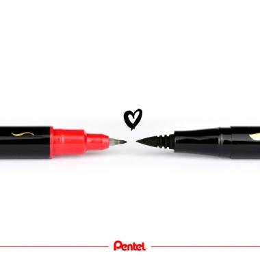 Pentel ecsettoll kétvégű - fekete
